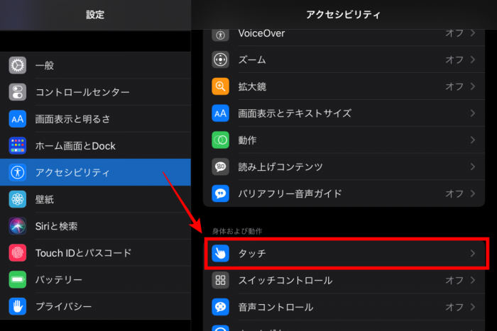 iPad アクセシビリティ