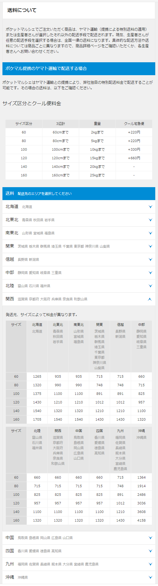ポケットマルシェ送料