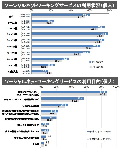 ソーシャルネットワーキングサービスの利用状況(個人)