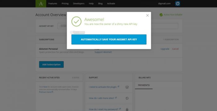 WordPress プラグイン Akismet