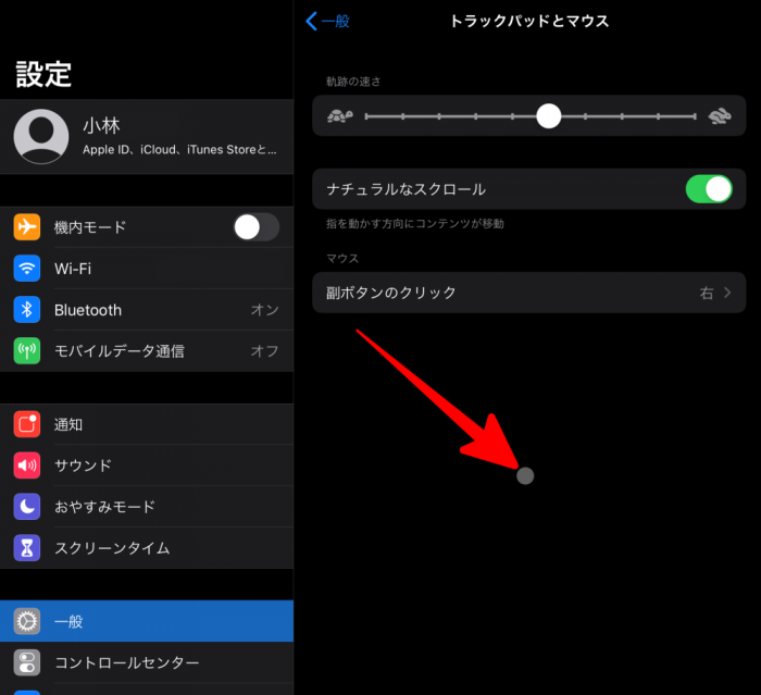 iPad マウス 設定