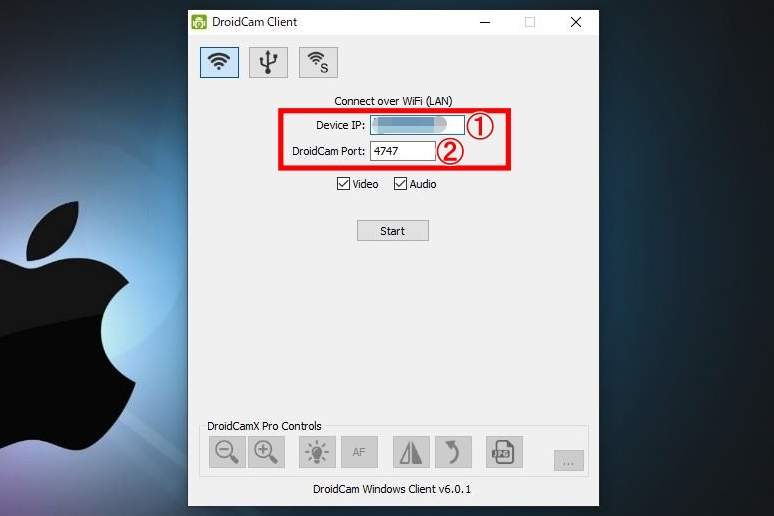 DroidCam接続　Windows