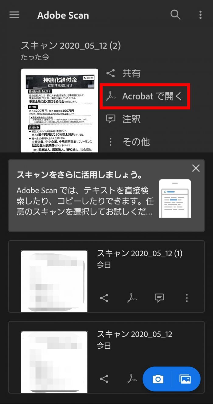 Acrobatで開く