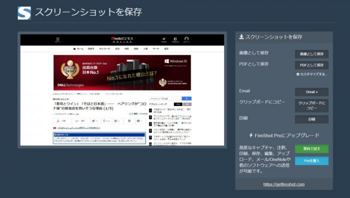 FireShot 表示部分をキャプチャ
