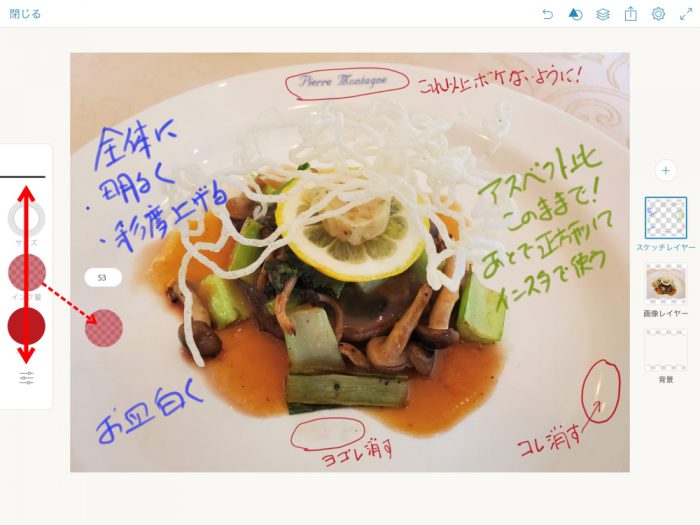 Adobe Photoshop Sketch ペンのサイズ、インク量、カラー変更