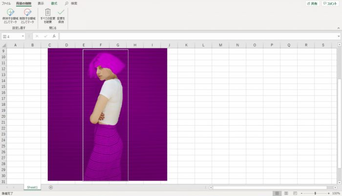 Excel 写真の背景を削除